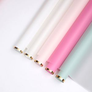 Papier d'emballage pour fleurs en film plastique brillant avec bordure dorée, imperméable, de luxe, 58*58 cm, pour célébration de mariage - Product Image 2