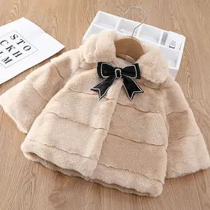 Hao Baby Girls Winter Foreign Trade Fur Coat New Fur One Imitation Rabbit Fur Short Warm Winter Coat