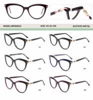 WPW8033 Nuevas Monturas de Acetato con Degradado y Metal para Mujer, Gafas de Calidad, Monturas Ópticas al por Mayor, Monturas de Acetato