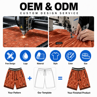 Shorts de sport en maille respirante couleur terre cuite, motif triangle rétro, poches latérales zippées, style streetwear, vente en gros