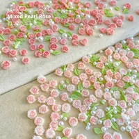 30 pièces de charmes pour ongles en résine de perle 3D de tailles variées, fleurs roses, accessoires pour ongles, décorations de luxe pour ongles, fournitures pour ongles, bijoux pour ongles