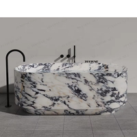 Baignoire autoportante en marbre Calacatta Viola blanc naturel durable Tostone pour salle de bain commerciale et résidentielle