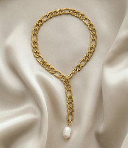 Chaîne de cheville en <span class=keywords><strong>or</strong></span> plaqué avec perles d'eau douce, bijou de pied en acier inoxydable 316L, idéal pour l'été - Product Image 3