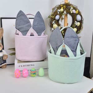 Custom logo Printed Wholesale Bunny Storage <b>Baskets</b> Bucket Canvas Rabbit <b>Easter</b> <b>Gift</b> Bag Festival <b>Gift</b> - Product Image 3