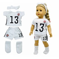 Nouveaux accessoires pour poupées, vêtements pour poupées de 18 pouces, foulard pour poupée bébé, haut, pantalon, chaussettes, vêtements de mode américaine, vêtements de poupée de football