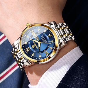 Montre OEM ODM Binbond 7169 à mouvement à quartz, étanche 30M, lumineuse, mode business, double calendrier, sertie de diamants - Product Image 3