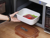 Boîte de rangement des aliments personnalisée pour l'école et le bureau sans BPA avec boucles et un trou d'échappement Boîte à lunch en plastique à trois compartiments avec couvercles