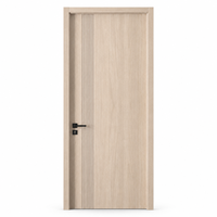 Modern Light Oak Interior Wooden Door with Vertical Fluted Stripe Contemporary Solid Core Bedroom Timber Door
