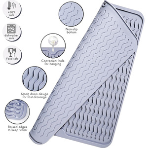 <b>Silicone</b> Dish Drying <b>Mat</b> For Kitchen Counter,Dish Drying Pad,Non-slip <b>Drain</b> Pad Heat Resistant <b>Silicone</b> Faucet <b>Mat</b> - Product Image 2
