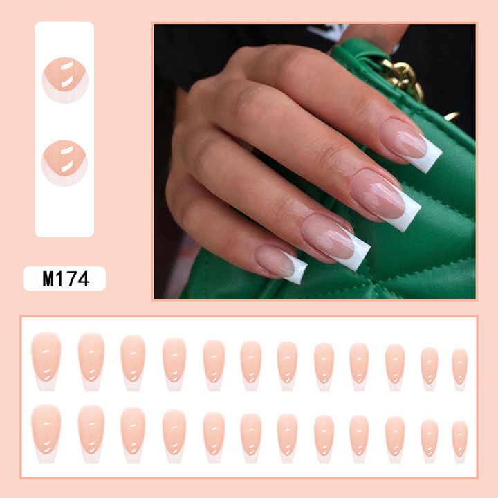 Wholesale Hot 24pcs French Artificial Finger Nails Acrylic Artificial