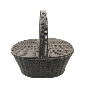 Panier de pique-nique en plastique tissé écologique en gros avec couvercle et poignée pour la plage, les fêtes, le <span class=keywords><strong>camping</strong></span>, le rangement à domicile, la décoration - Product Image 1