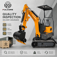 Mini-excavatrice Fulcore conforme aux normes CE, avec vérins hydrauliques montés sur le dessus et chenilles en caoutchouc, pour le marché mondial