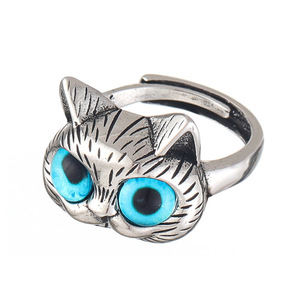 Anillo de Gato Regordete con Ojos Azules, Joyería Unisex con Forma de Animal, Regalo - Product Image 5