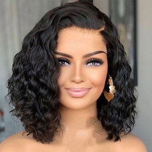 Parrucche BOB Corte <span class=keywords><strong>con</strong></span> Frangia in <span class=keywords><strong>Capelli</strong></span> Indiani e Peruviani Grezzi, Parrucche Frontali HD 13*6 <span class=keywords><strong>con</strong></span> Chiusura in Pizzo Senza Colla per Donne di Colore - Product Image 1