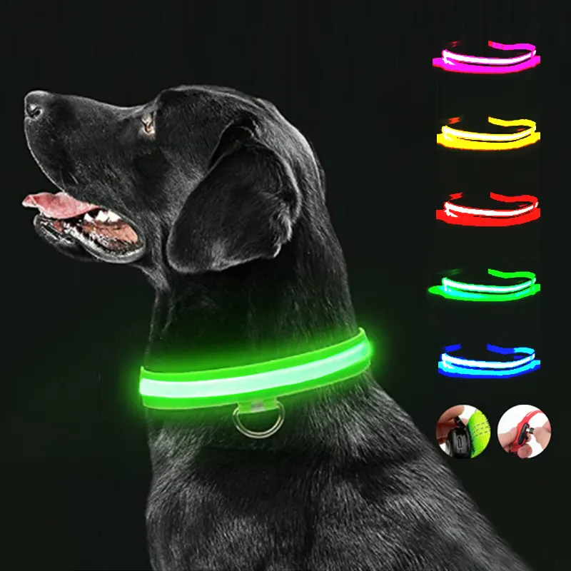 Elektronisches Haustier-LED-Hundehalsband einstellbarer Flash-Aufladbarer Haustierhalsband reflektierende LED-Halsbänder für Hunde Nachtsicherheit Hundekinderprodukte