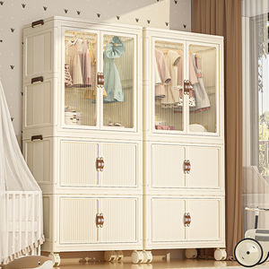 ארון בגדים מתקפל ארון בגדים מרובי שכבות הבית התחתון גלגל חלקלק ומלתחה - Product Image 1