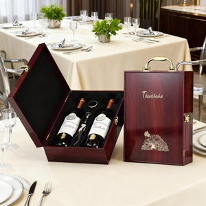 Boîte à vin en <span class=keywords><strong>bois</strong></span> <span class=keywords><strong>de</strong></span> luxe faite à la main finition piano Logo personnalisé pour 2 bouteilles-pour thé bière whisky tequila champagne cadeau - Product Image 4