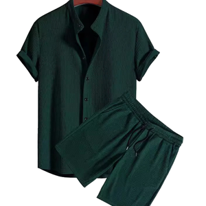 Ropa de playa multicolor holgada informal para hombre, trajes de pana de 2 piezas, tela de punto transpirable para vacaciones de verano en la playa - Product Image 4