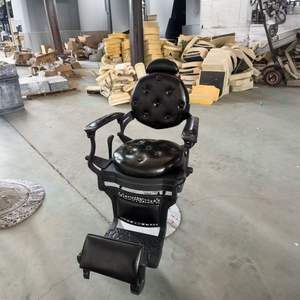 2026 Host Barber <b>Chair</b> Professional Men's All-black Barber <b>Chair</b> Retro Portable <b>Reclining</b> Premium Barber Shop <b>Chair</b> - Product Image 3