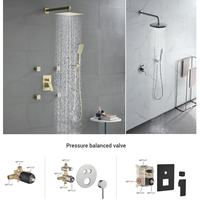 Ensembles de salle de bains de pommeau de douche encastrés en laiton massif, robinet de douche avec douchette, ensemble de douche de pluie en tête noir mat
