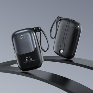 Design a specchio 10000 mAh power bank cavo incorporato con display a LED 10000 mAh powerbank supporto servizio OEM - Product Image 6