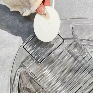 Luce di lusso piccolo lavabo in plastica trasparente multifunzionale lavabo per la casa con Washboard per set da <span class=keywords><strong>bagno</strong></span> - Product Image 3