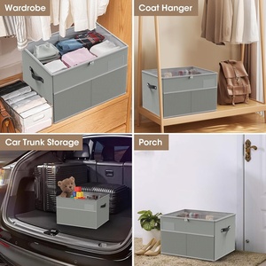 Dust and Moisture-Proof Foldable Fabric Shoe Storage Box with Transparent Zipper <b>Cover</b> Convenient Compartment <b>Bin</b> - Product Image 2