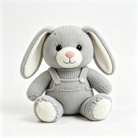 Jouet en peluche tricoté lapin gris mignon, personnalisable, dessin animé, animal en peluche doux, poupée 15cm/20cm/25cm, vente en gros, jouet en peluche personnalisé