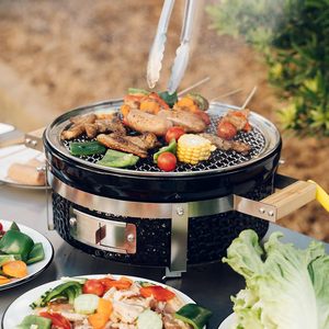 <span class=keywords><strong>Barbecue</strong></span> de table portable de style <span class=keywords><strong>japonais</strong></span> Kamodo rond en céramique avec base en bambou pour <span class=keywords><strong>barbecue</strong></span> et cuisine en plein air - Product Image 4