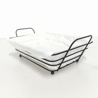 Panier de rangement ouvert pour pain Panier de bureau en métal métallique à deux poignées avec doublure en toile