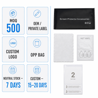 Kit de nettoyage pour protecteurs d'écran avec chiffon en microfibre suédée, lingettes alcoolisées et absorbeur de poussière pour l'installation de films de protection de téléphone – Vente en gros OEM