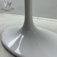 Base de Mesa Estilo Escandinavo con Patas de Metal Blanco Brillante, Soporte Moderno para Mesa Auxiliar de Sala de Estar o Cafetería