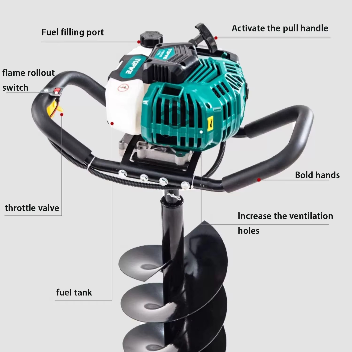 High Performance Tulong Automatic Drilling and Punching Machine Handheld Multi-Purpose Earth Auger with High Precision