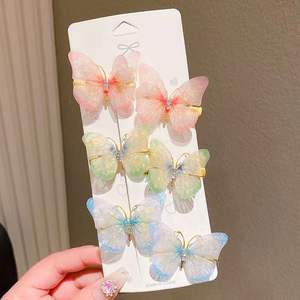 Hot Selling Stoff Net Gaze Moving Butterfly Haars pangen Hohe Qualität Elegant 6 teile/satz Sweet Fairy Style für Kinder - Product Image 5