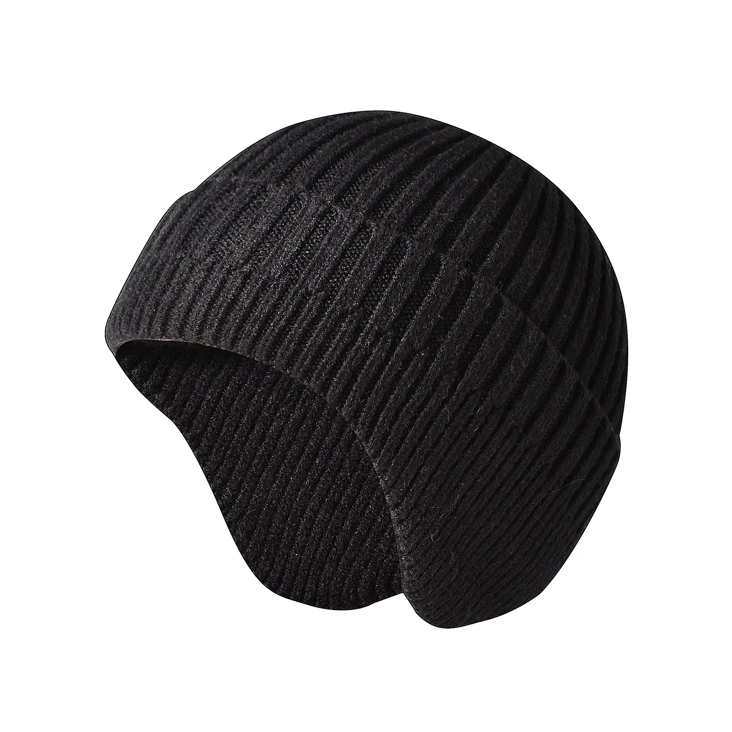 MOTE-ZA321 Wholesale Ear Flap Hat Winter Warm Black Ladies Beanie Hats Women Knitted Cap Ear Flaps