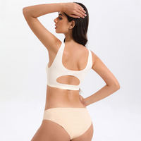 Soutien-gorge sans fil sans couture pour femme, push-up, fin, uni, doux comme un nuage, respirant, dos découpé, avec maintien doux, tricoté