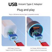 Adaptador OTG USB 3.0 al por Mayor, Transparente con LED, Tipo-C Hembra a USB Macho, Conversor de 5Gbps para Teléfono, Tableta, Laptop, PC