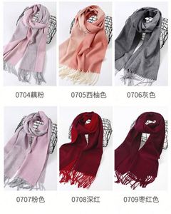 Autumn Winter Double Sided Two Tone Color Embroidered Scarf Thickened Pure Wool Scarf for Women Annual <b>Gift</b> - Product Image 3