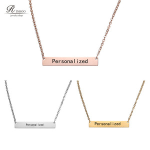 <span class=keywords><strong>Collar</strong></span> con colgante de barra en blanco personalizado, <span class=keywords><strong>collar</strong></span> de acero inoxidable de 3 colores, placa con nombre personalizada, puede grabar letras y palabras, joyería - Product Image 1
