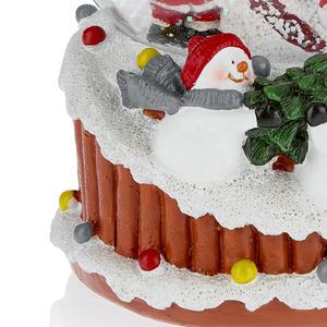 Boule à neige de Noël en résine peinte à la main avec maison, Père Noël et bonhomme de neige – Ornement d'intérieur, décoration festive - Product Image 4