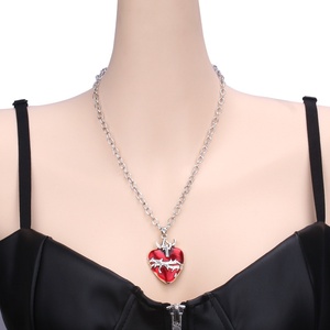 Collar con Colgante de Cruz Invertida, Estilo Punk Hip-hop, Tendencia de Halloween, Collares Góticos con Cuerno de Demonio, Corazón, Calavera y Espada, Joyería - Product Image 4