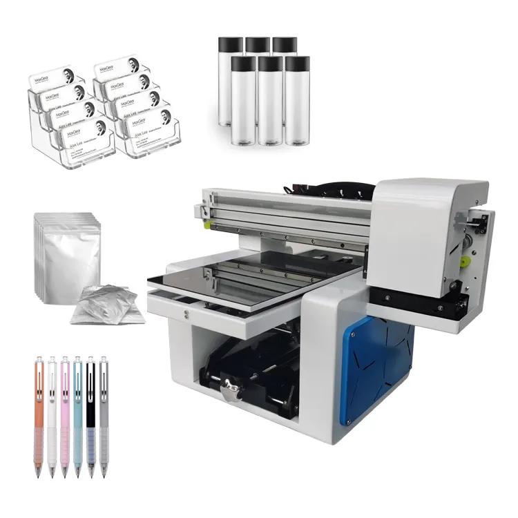 Kleine format ige Desktop-UV-Maschine, 3D-LED-Mini-UV-Flachbettdrucker für Mylar-Tasche-Flasche, Business-B-Karten-Druck
