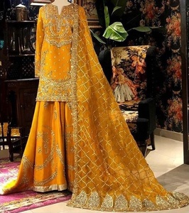 Elegant Stylish Indian Pakistani <b>Kurta</b> with Lehenga Dress Embellished Crystal Glass Beads Stone Work Wedding Outfit - Product Image 2