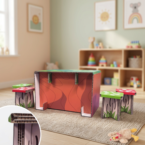 Juego de Mesa y Taburetes de Melamina Moderna con Diseño de Panal para Bebés y Niños, Fácil de Montar - Product Image 2