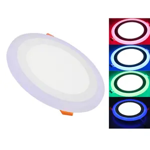 led color panel light ceiling Suppliers-Ceiling Round square double color recessed LED panel light 6w 9W 16W 24W