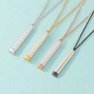 Kalung Silinder DIY dengan Pesan Tersembunyi, Dapat Ditarik, Tahan Air, Bahan Stainless Steel, Dapat Dilepas, Kosong, untuk Wanita & Pria, Perhiasan Berkualitas - Product Image 1