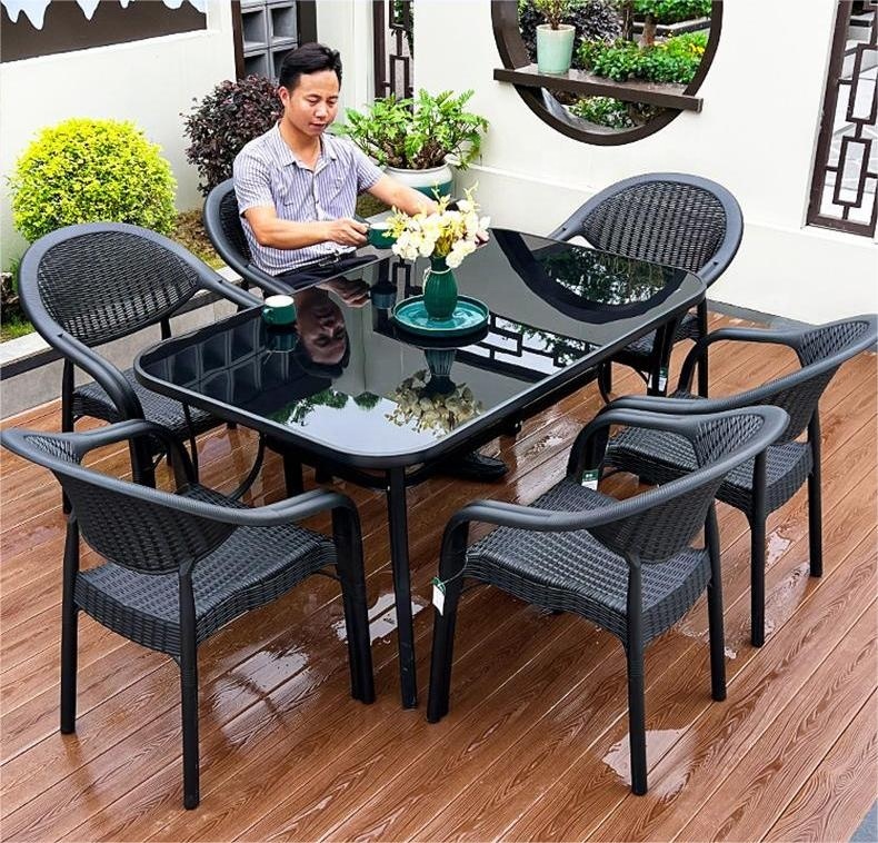black plastic garden chairs
