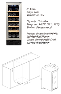 Enfriador de Vino JiuFu con Compresor Pequeño, Control de Temperatura, Acero Inoxidable, Luces LED - Product Image 4