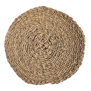 Plaques de chargeur de jonc de mer Boho sans BPA de haute qualité jacinthe d'eau naturelle tressée classique pour une utilisation durable au restaurant à domicile - Product Image 1
