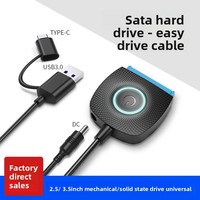 Kabel Adaptor USB 3.0 ke SATA 2-in-1 dengan Inti Tembaga Tipe-C untuk Konversi Hard Disk Mekanik/SATA SSD 2.5/3.5 inci